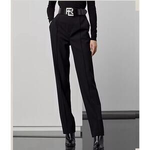 Ralph Lauren Purple Label Declynn Wool Crepe Pants Trousers 6 Black High Rise 6